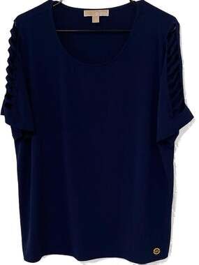 Michael Michael Kors Women’s Size 1X Navy Blue Grommet Detail Cold Shoulder Top